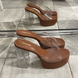 Larroude Brown and Clear Platform Shoes